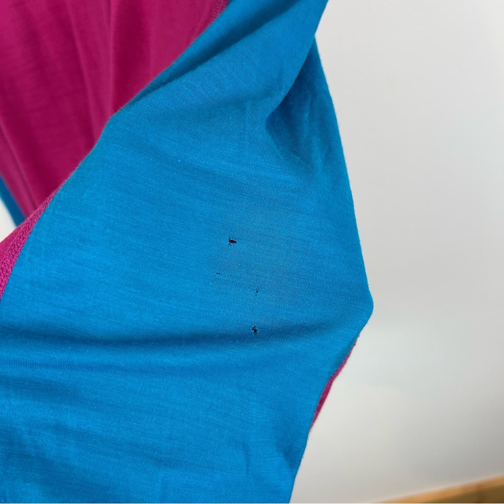 Smartwool Merino Sport 120 Short Sleeve Top Women's Size Large Blue/Pink/Yellow - Picture 6 of 8